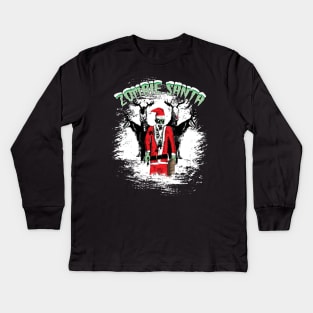 Zombie Santa and Reindeers Kids Long Sleeve T-Shirt